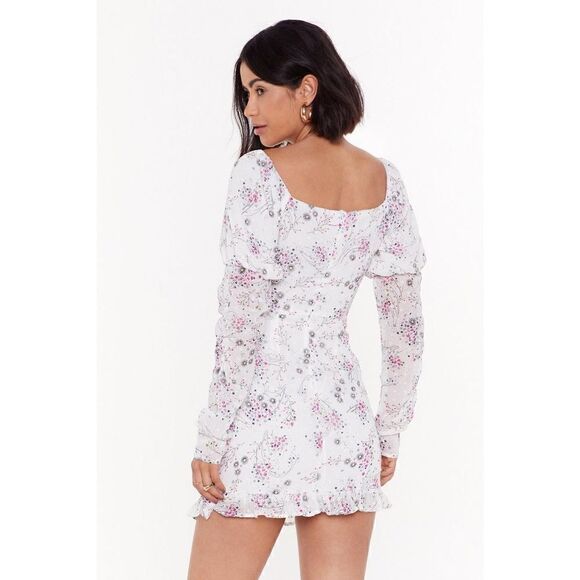 Nasty gal For The Frill Of It Floral Mini Dress size 6 - Picture 2 of 7